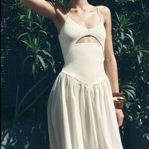 Zara Cream Midi Cutout Dress